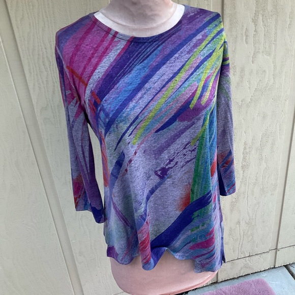 🔵 Spring/Summer Shirt, Purple brushed Jess & Jane, 3/4 sleeve , tunic, Easter - Picture 2 of 16